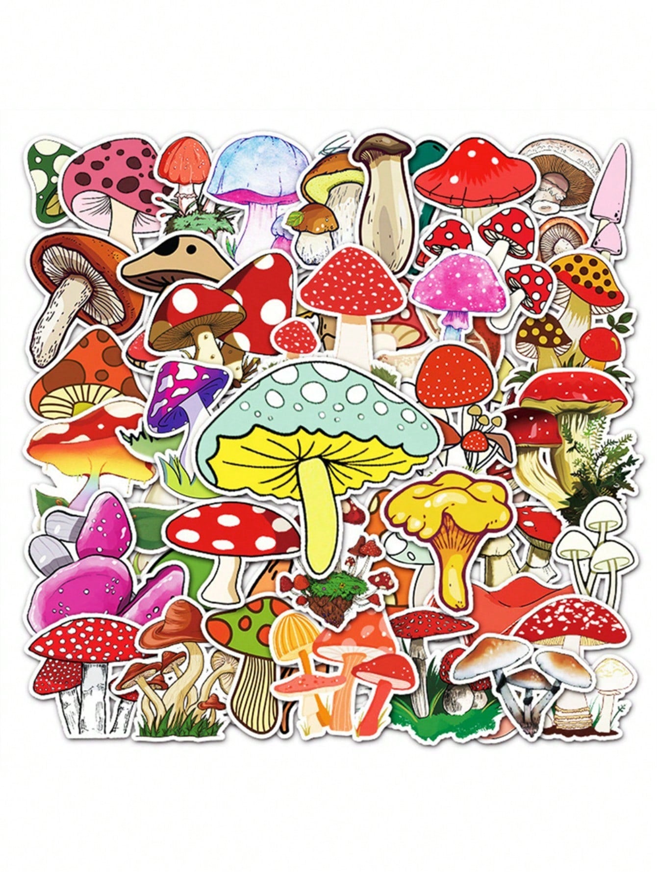 50PCS Art Illustration Popular Creative Cartoon Jungle Mushroom Plant Series Decorative Style Graffiti Stickers Personality Fashion Creative Trend DIY Exquisite Decorative Decals for Cups, Helmets, Skateboards Popular Stickers Toys