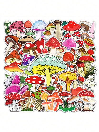 50PCS Art Illustration Popular Creative Cartoon Jungle Mushroom Plant Series Decorative Style Graffiti Stickers Personality Fashion Creative Trend DIY Exquisite Decorative Decals for Cups, Helmets, Skateboards Popular Stickers Toys