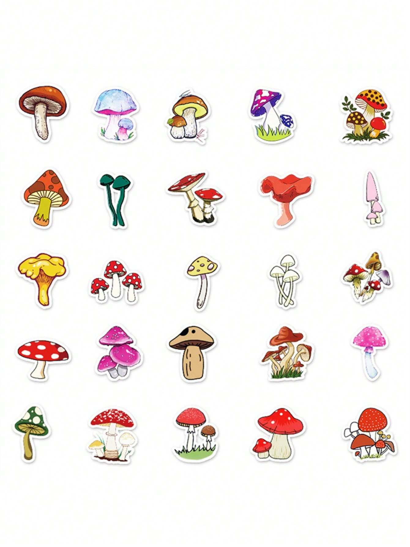 50PCS Art Illustration Popular Creative Cartoon Jungle Mushroom Plant Series Decorative Style Graffiti Stickers Personality Fashion Creative Trend DIY Exquisite Decorative Decals for Cups, Helmets, Skateboards Popular Stickers Toys