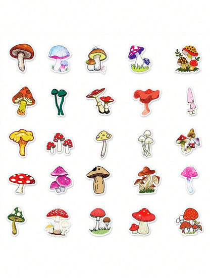 50PCS Art Illustration Popular Creative Cartoon Jungle Mushroom Plant Series Decorative Style Graffiti Stickers Personality Fashion Creative Trend DIY Exquisite Decorative Decals for Cups, Helmets, Skateboards Popular Stickers Toys