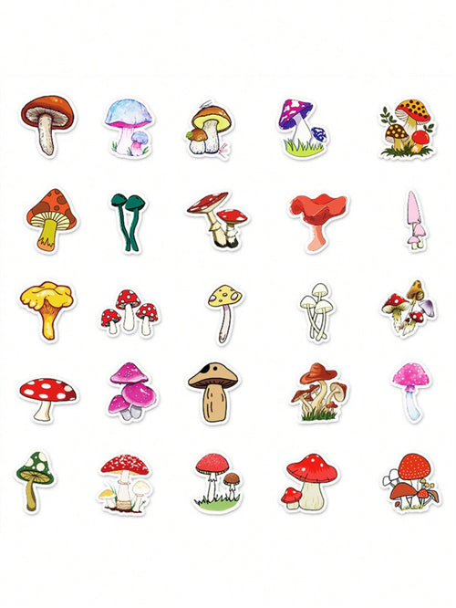50PCS Art Illustration Popular Creative Cartoon Jungle Mushroom Plant Series Decorative Style Graffiti Stickers Personality Fashion Creative Trend DIY Exquisite Decorative Decals for Cups, Helmets, Skateboards Popular Stickers Toys