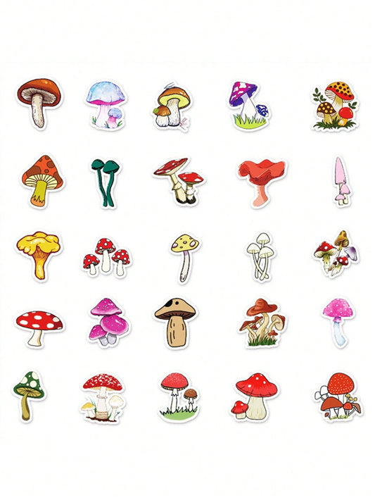 50PCS Art Illustration Popular Creative Cartoon Jungle Mushroom Plant Series Decorative Style Graffiti Stickers Personality Fashion Creative Trend DIY Exquisite Decorative Decals for Cups, Helmets, Skateboards Popular Stickers Toys
