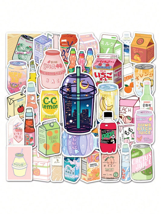 50PCS Art Illustration Popular Creative Cartoon Fresh Ins Wind Beverage Bottle Decoration Style Graffiti Stickers Personality Fashion Creative Trend DIY Exquisite Decorative Decals for Cups, Helmets, Skateboards Popular Stickers Toys