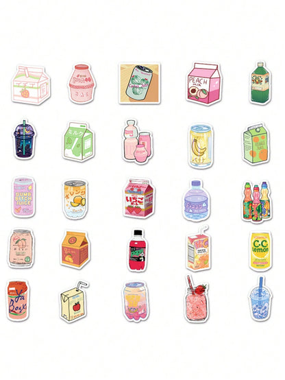 50PCS Art Illustration Popular Creative Cartoon Fresh Ins Wind Beverage Bottle Decoration Style Graffiti Stickers Personality Fashion Creative Trend DIY Exquisite Decorative Decals for Cups, Helmets, Skateboards Popular Stickers Toys