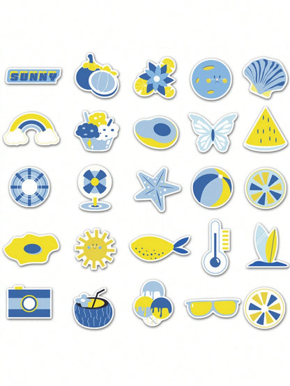 50PCS Art Illustration Popular Creative Cartoon Cute Fresh Summer Style Decorative Style Graffiti Stickers Personality Fashion Creative Trend DIY Exquisite Decorative Decals for Cups, Helmets, Skateboards Popular Stickers Toys