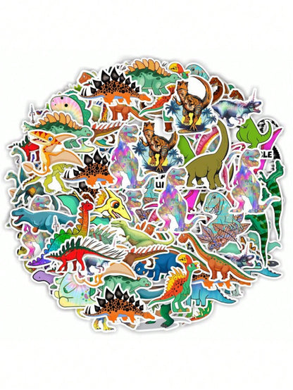 50PCS Art Illustration Popular Creative Cartoon Small Dinosaur Decorative Style Graffiti Stickers Personality Fashion Creative Trend DIY Exquisite Decorative Decals for Cups, Helmets, Skateboards Popular Stickers Toys