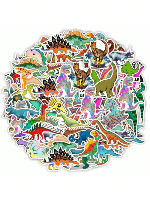 50PCS Art Illustration Popular Creative Cartoon Small Dinosaur Decorative Style Graffiti Stickers Personality Fashion Creative Trend DIY Exquisite Decorative Decals for Cups, Helmets, Skateboards Popular Stickers Toys