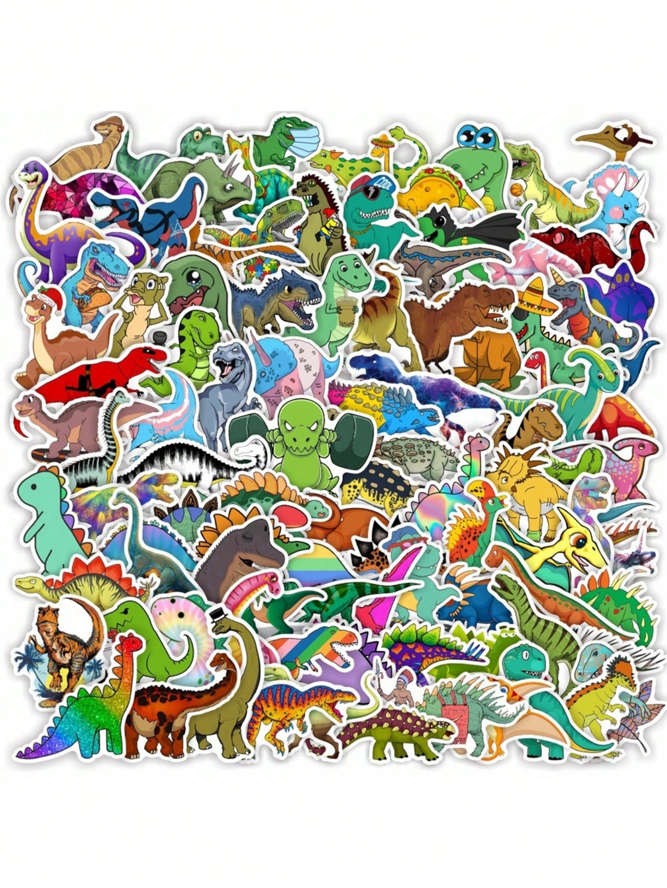 50PCS Art Illustration Popular Creative Cartoon Small Dinosaur Decorative Style Graffiti Stickers Personality Fashion Creative Trend DIY Exquisite Decorative Decals for Cups, Helmets, Skateboards Popular Stickers Toys