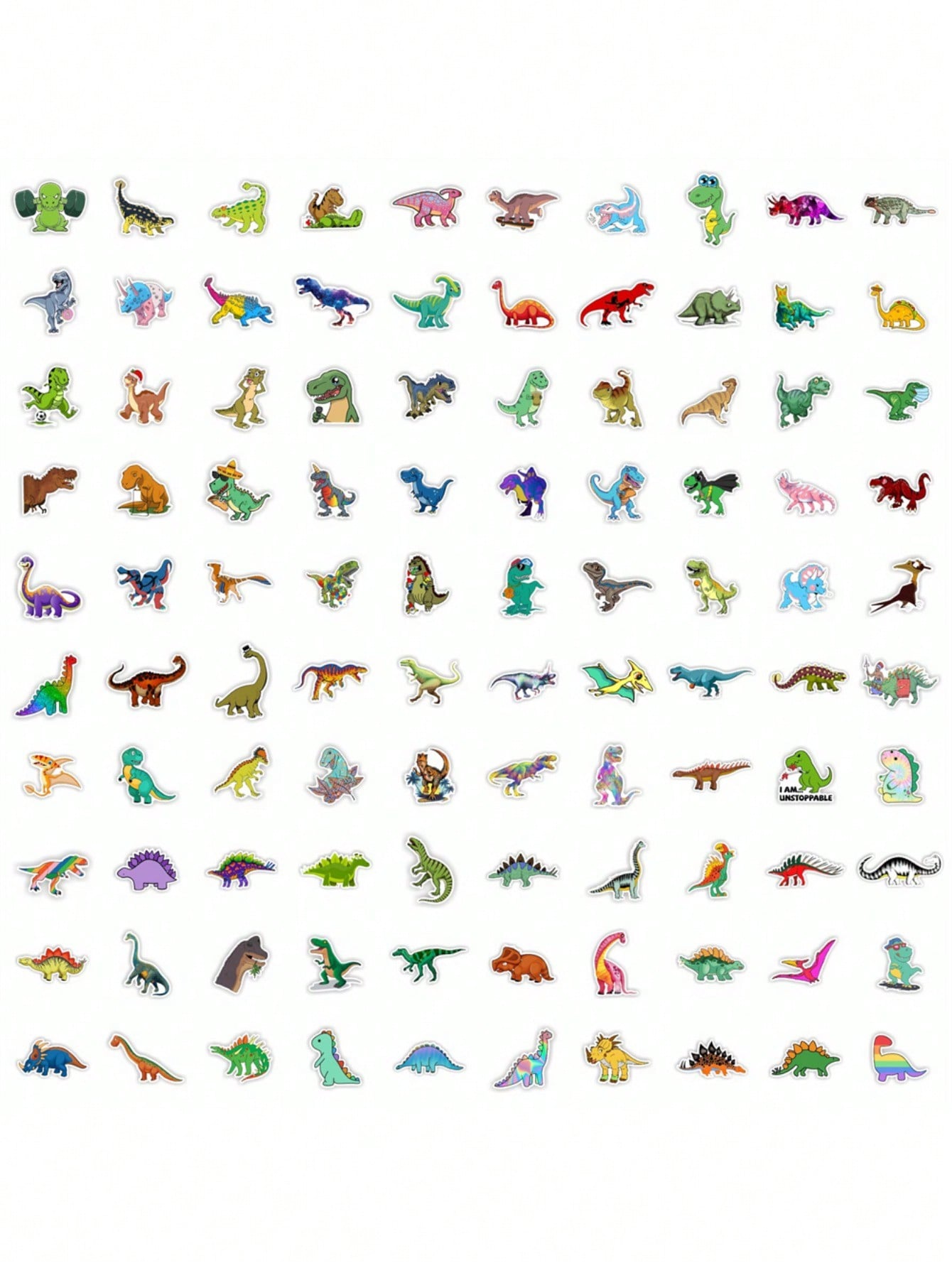 50PCS Art Illustration Popular Creative Cartoon Small Dinosaur Decorative Style Graffiti Stickers Personality Fashion Creative Trend DIY Exquisite Decorative Decals for Cups, Helmets, Skateboards Popular Stickers Toys
