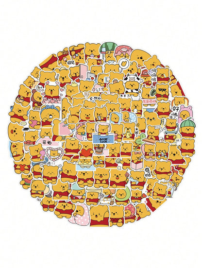 50PCS Art Illustration Popular Creative Cartoon Cute Anime Bear Decorative Style Graffiti Stickers Personality Fashion Creative Trend DIY Exquisite Decorative Decals for Cups, Helmets, Skateboards Popular Stickers Toys