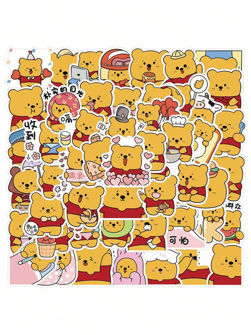 50PCS Art Illustration Popular Creative Cartoon Cute Anime Bear Decorative Style Graffiti Stickers Personality Fashion Creative Trend DIY Exquisite Decorative Decals for Cups, Helmets, Skateboards Popular Stickers Toys
