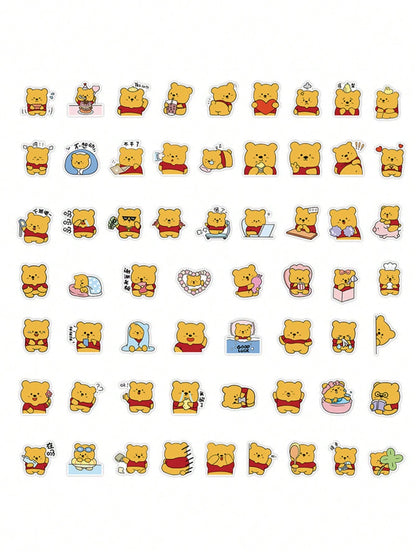 50PCS Art Illustration Popular Creative Cartoon Cute Anime Bear Decorative Style Graffiti Stickers Personality Fashion Creative Trend DIY Exquisite Decorative Decals for Cups, Helmets, Skateboards Popular Stickers Toys