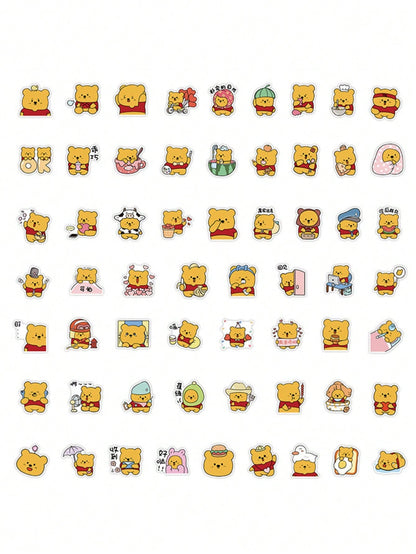 50PCS Art Illustration Popular Creative Cartoon Cute Anime Bear Decorative Style Graffiti Stickers Personality Fashion Creative Trend DIY Exquisite Decorative Decals for Cups, Helmets, Skateboards Popular Stickers Toys