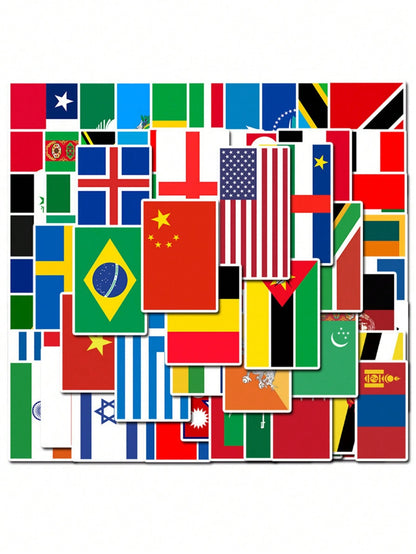 50PCS Art Illustration Popular Creative Cartoon Country Flag Decoration Style Graffiti Stickers Personality Fashion Creative Trend DIY Exquisite Decorative Decals for Cups, Helmets, Skateboards Popular Stickers Toys