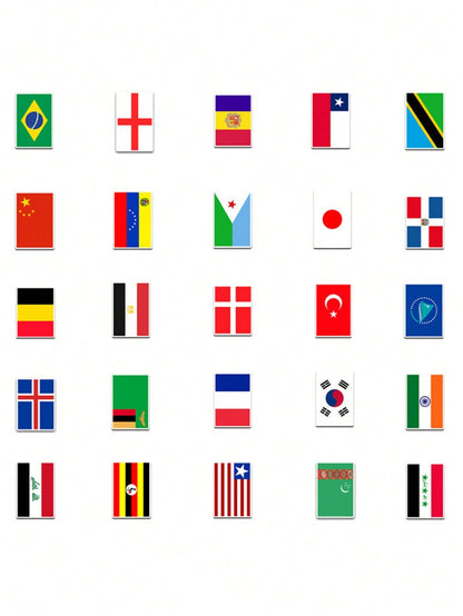50PCS Art Illustration Popular Creative Cartoon Country Flag Decoration Style Graffiti Stickers Personality Fashion Creative Trend DIY Exquisite Decorative Decals for Cups, Helmets, Skateboards Popular Stickers Toys