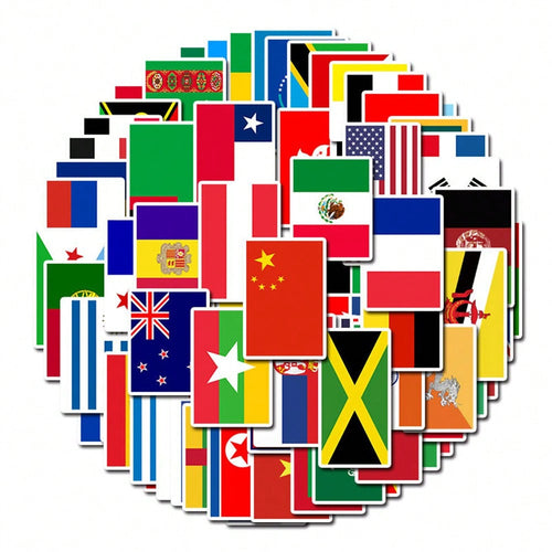 50PCS Art Illustration Popular Creative Cartoon Country Flag Decoration Style Graffiti Stickers Personality Fashion Creative Trend DIY Exquisite Decorative Decals for Cups, Helmets, Skateboards Popular Stickers Toys