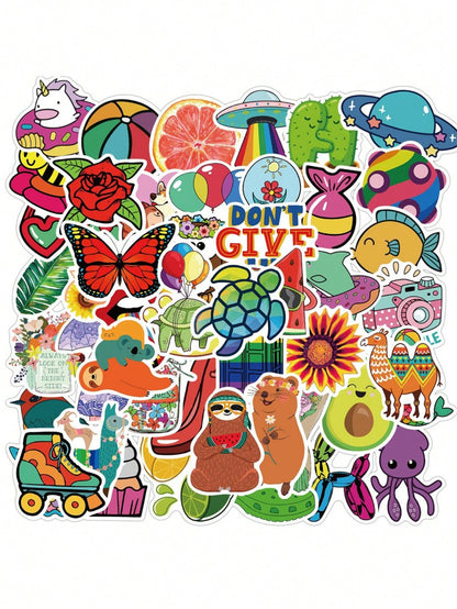 50PCS Art Illustration Popular Creative Cartoon Animals Decorative Style Graffiti Stickers Personality Fashion Creative Trend DIY Exquisite Decorative Decals for Cups, Helmets, Skateboards Popular Stickers Toys