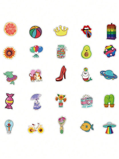 50PCS Art Illustration Popular Creative Cartoon Animals Decorative Style Graffiti Stickers Personality Fashion Creative Trend DIY Exquisite Decorative Decals for Cups, Helmets, Skateboards Popular Stickers Toys