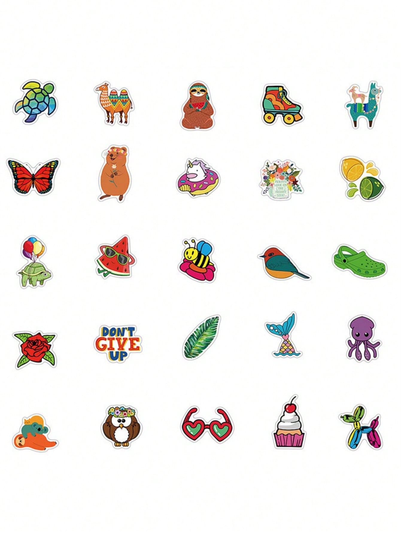 50PCS Art Illustration Popular Creative Cartoon Animals Decorative Style Graffiti Stickers Personality Fashion Creative Trend DIY Exquisite Decorative Decals for Cups, Helmets, Skateboards Popular Stickers Toys