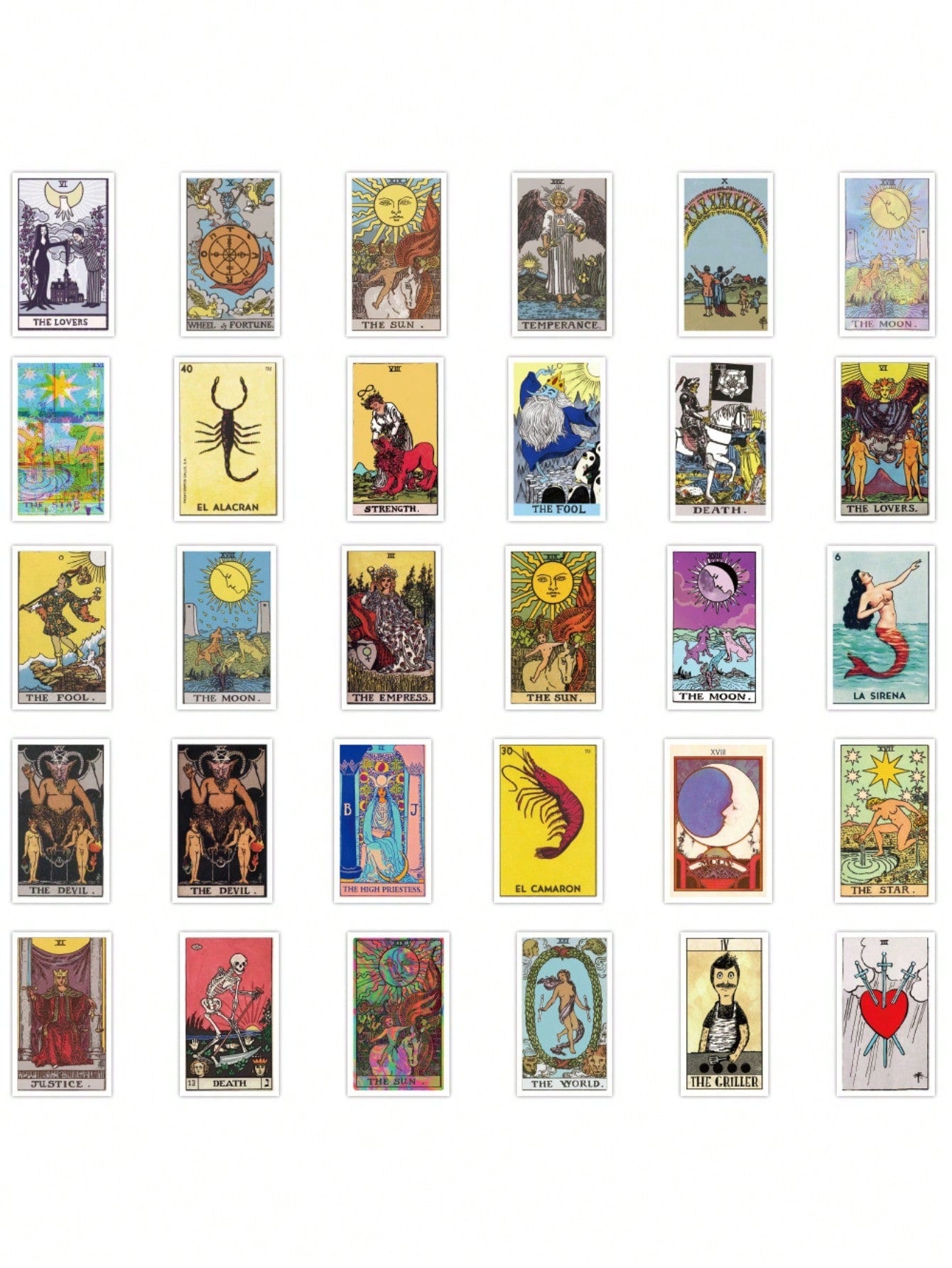 50PCS Art Illustration Popular Creative Cartoon Tarot Card Divination Decorative Style Graffiti Stickers Personality Fashion Creative Trend DIY Exquisite Decorative Decals for Cups, Helmets, Skateboards Popular Stickers Toys