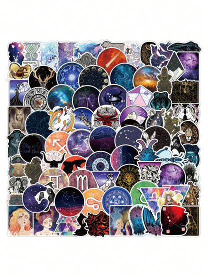 50PCS Art Illustration Popular Creative Cartoon Galaxy Constellation Decorative Style Graffiti Stickers Personality Fashion Creative DIY Exquisite Decorative Decals For Cups, Helmets, Skateboards Popular Stickers Toys