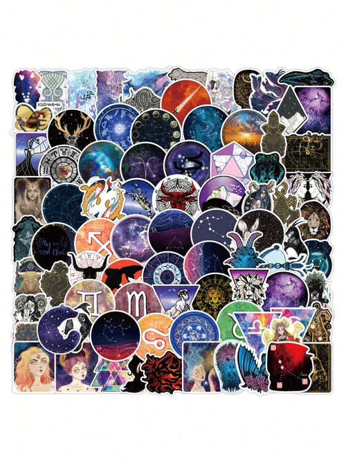 50PCS Art Illustration Popular Creative Cartoon Galaxy Constellation Decorative Style Graffiti Stickers Personality Fashion Creative DIY Exquisite Decorative Decals For Cups, Helmets, Skateboards Popular Stickers Toys
