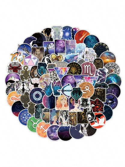 50PCS Art Illustration Popular Creative Cartoon Galaxy Constellation Decorative Style Graffiti Stickers Personality Fashion Creative DIY Exquisite Decorative Decals For Cups, Helmets, Skateboards Popular Stickers Toys