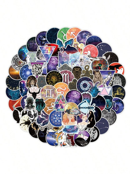 50PCS Art Illustration Popular Creative Cartoon Galaxy Constellation Decorative Style Graffiti Stickers Personality Fashion Creative DIY Exquisite Decorative Decals For Cups, Helmets, Skateboards Popular Stickers Toys