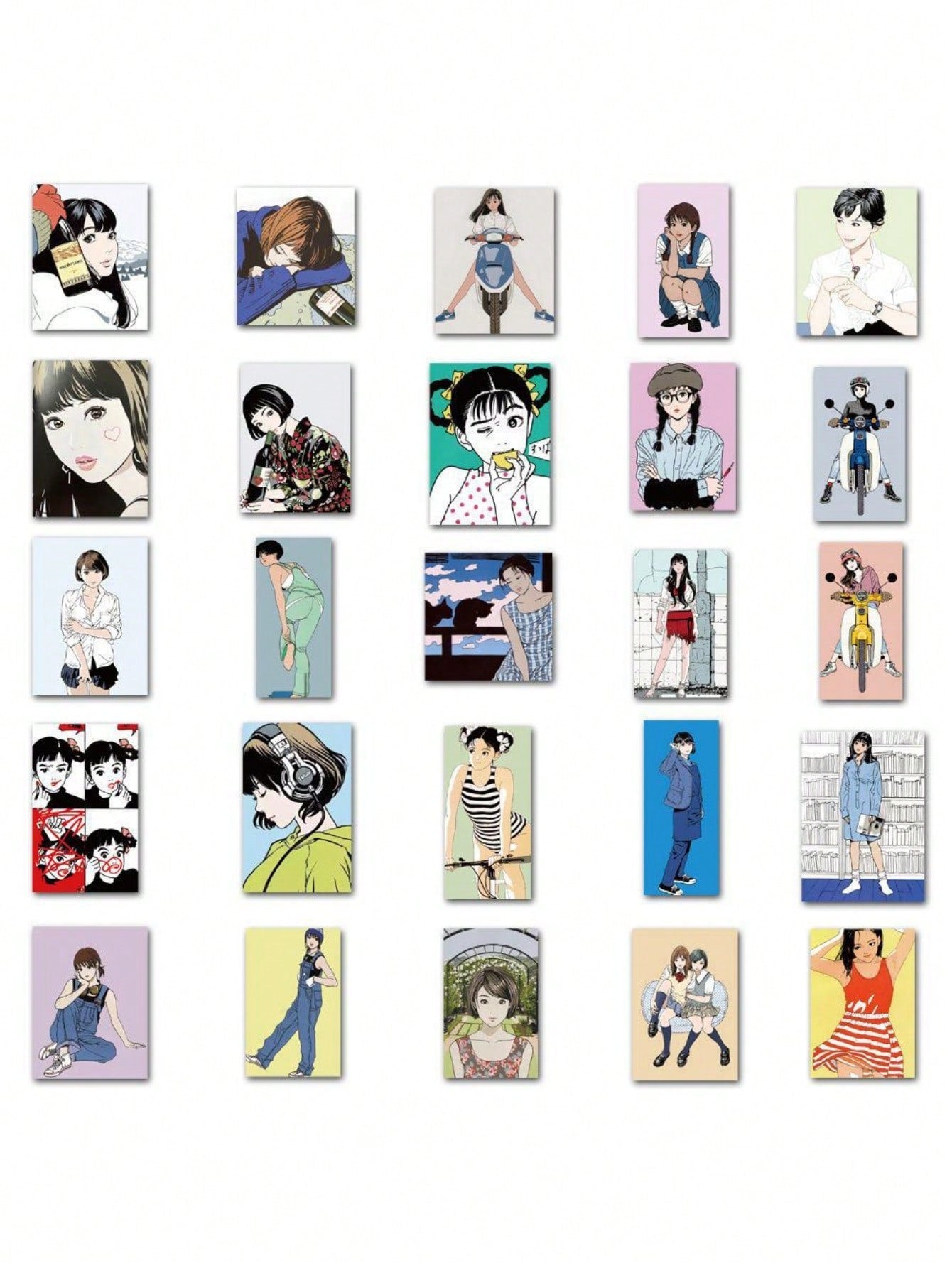 50PCS Art Illustration Popular Creative Cute Cartoon Japanese Genki Girl Decorative Style Graffiti Stickers Personality Fashion Creative DIY Exquisite Decorative Decals For Cups, Helmets, Skateboards Popular Stickers Toys