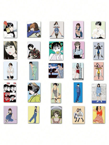 50PCS Art Illustration Popular Creative Cute Cartoon Japanese Genki Girl Decorative Style Graffiti Stickers Personality Fashion Creative DIY Exquisite Decorative Decals For Cups, Helmets, Skateboards Popular Stickers Toys