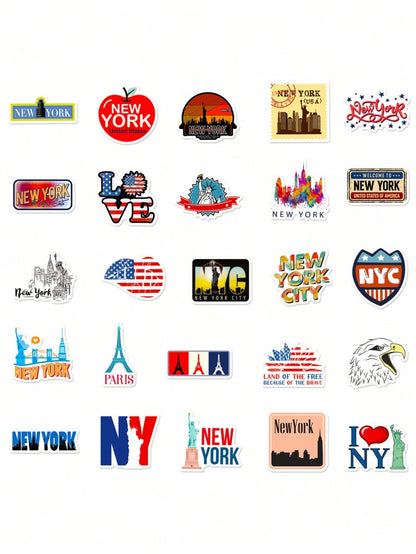 100PCS Travel Stickers Scenic Buildings Suitable for Skateboard Laptop Computer Baggage Bike Waterproof Sticker