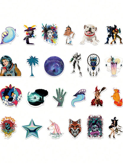 50 Cartoon Lovely Anime Fantasy Animal Decorative Style Doodle Stickers, Personalized, Fashionable, Creative and Trendy Exquisite Decorative Decals, Suitable for Cups, Helmets, Skateboards, Popular Stickers