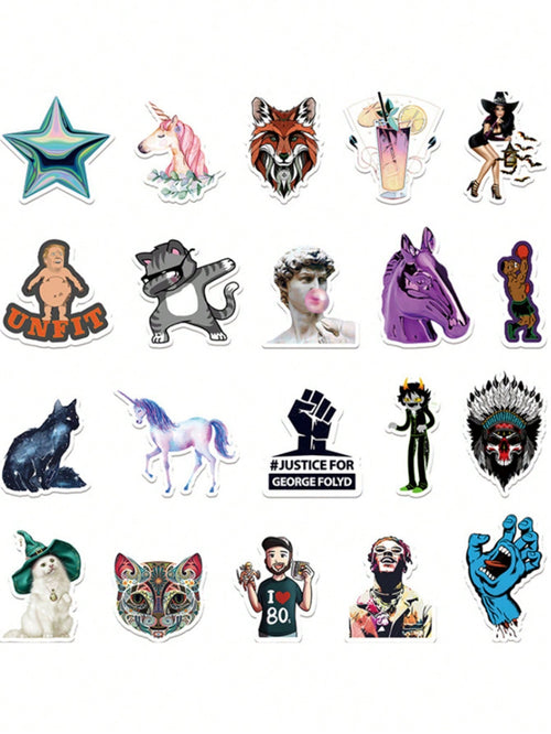 50 Cartoon Lovely Anime Fantasy Animal Decorative Style Doodle Stickers, Personalized, Fashionable, Creative and Trendy Exquisite Decorative Decals, Suitable for Cups, Helmets, Skateboards, Popular Stickers