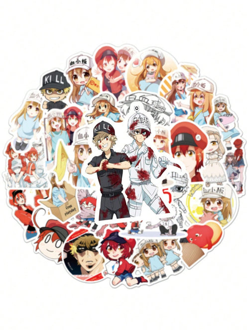 50PCS Art Illustration Popular Creative Cartoon Cute Anime Work Cell Characters Decorative Style Graffiti Stickers Personality Fashion Creative Trend DIY Exquisite Decorative Decals for Cups, Helmets, Skateboards Popular Stickers Toys