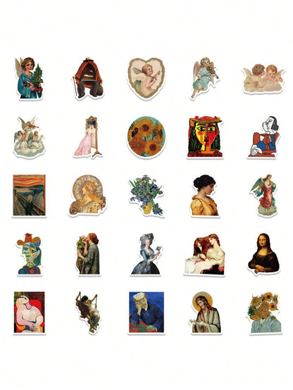 50PCS Art Illustration Popular Creative Cartoon Cute Sexy Female Cupid Decorative Style Graffiti Stickers Personality Fashion Creative Trend DIY Exquisite Decorative Decals for Cups, Helmets, Skateboards Popular Stickers Toys