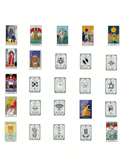 50PCS Art Illustration Popular Creative Cartoon Tarot Card Decorative Style Graffiti Stickers Personality Fashion Creative Trend DIY Exquisite Decorative Decals for Cups, Helmets, Skateboards Popular Stickers Toys