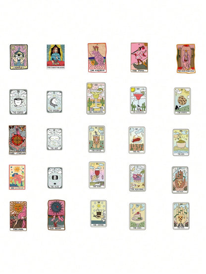 50PCS Art Illustration Popular Creative Cartoon Tarot Card Decorative Style Graffiti Stickers Personality Fashion Creative Trend DIY Exquisite Decorative Decals for Cups, Helmets, Skateboards Popular Stickers Toys