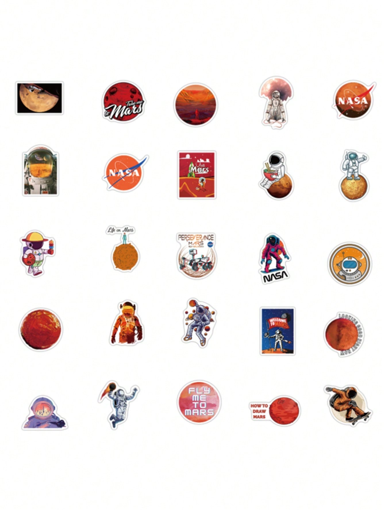 50PCS Art Illustration Popular Creative Anime Cartoon Panda Astronaut Mars Space Rocket Decorative Style Graffiti Stickers Personalised Fashion Creative Trend DIY Exquisite Decorative Decals for Cups, Helmets, Skateboards Popular Stickers Toys