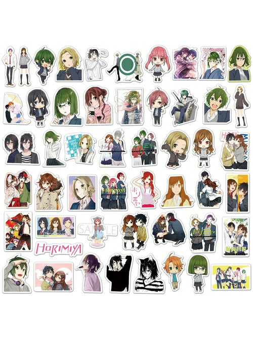 50PCS Art Illustration Popular Creative Anime Cartoon Hori Miyabi Hori and Miyamura Decorative Style Graffiti Stickers Personalised Fashion Creative Trend DIY Exquisite Decorative Decals for Cups, Helmets, Skateboards Popular Stickers Toys