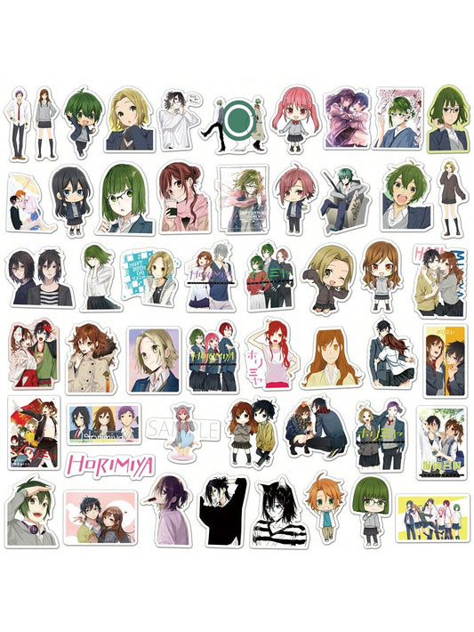 50PCS Art Illustration Popular Creative Anime Cartoon Hori Miyabi Hori and Miyamura Decorative Style Graffiti Stickers Personalised Fashion Creative Trend DIY Exquisite Decorative Decals for Cups, Helmets, Skateboards Popular Stickers Toys