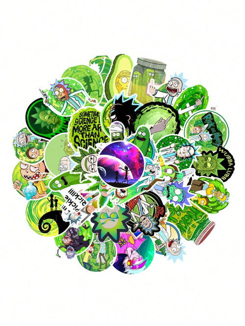 50PCS Art Illustration Popular Creative Cartoon Rick and Morty Aliens Decorative Style Graffiti Stickers Personalised Fashion Creative Trend DIY Exquisite Decorative Decals for Cups, Helmets, Skateboards Popular Stickers Toys