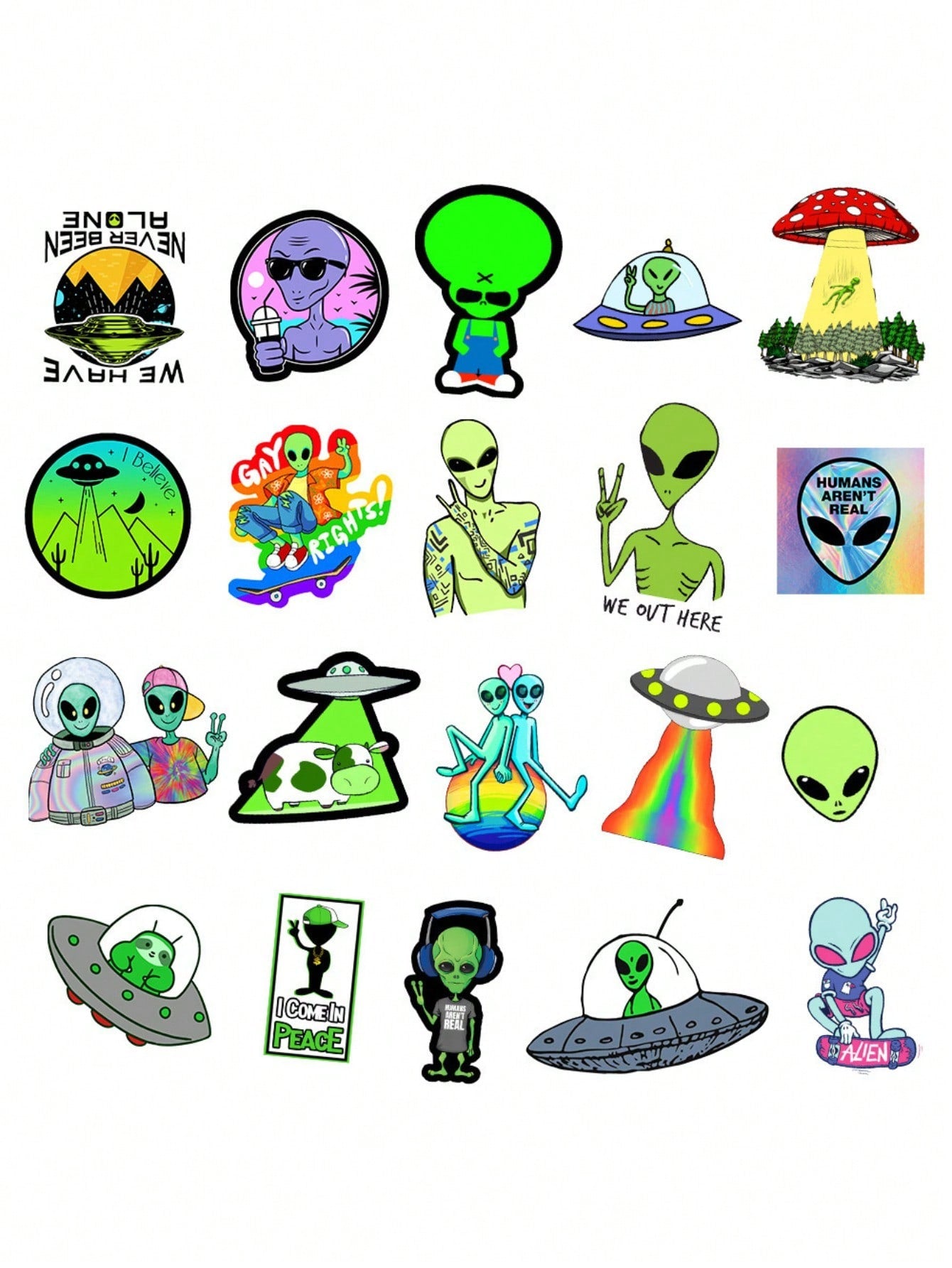 50PCS Art Illustration Popular Creative Cartoon Rick and Morty Aliens Decorative Style Graffiti Stickers Personalised Fashion Creative Trend DIY Exquisite Decorative Decals for Cups, Helmets, Skateboards Popular Stickers Toys