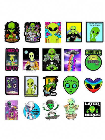 50PCS Art Illustration Popular Creative Cartoon Rick and Morty Aliens Decorative Style Graffiti Stickers Personalised Fashion Creative Trend DIY Exquisite Decorative Decals for Cups, Helmets, Skateboards Popular Stickers Toys