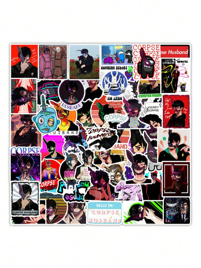 50PCS Art Illustration Popular Creative Cartoon Animation Zombie Decorative Style Graffiti Stickers Personality Fashion Creative Trend DIY Exquisite Decorative Decals for Cups, Helmets, Skateboards Popular Stickers Toys