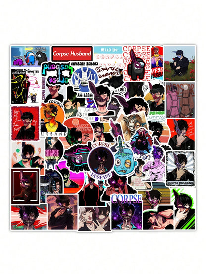 50PCS Art Illustration Popular Creative Cartoon Animation Zombie Decorative Style Graffiti Stickers Personality Fashion Creative Trend DIY Exquisite Decorative Decals for Cups, Helmets, Skateboards Popular Stickers Toys