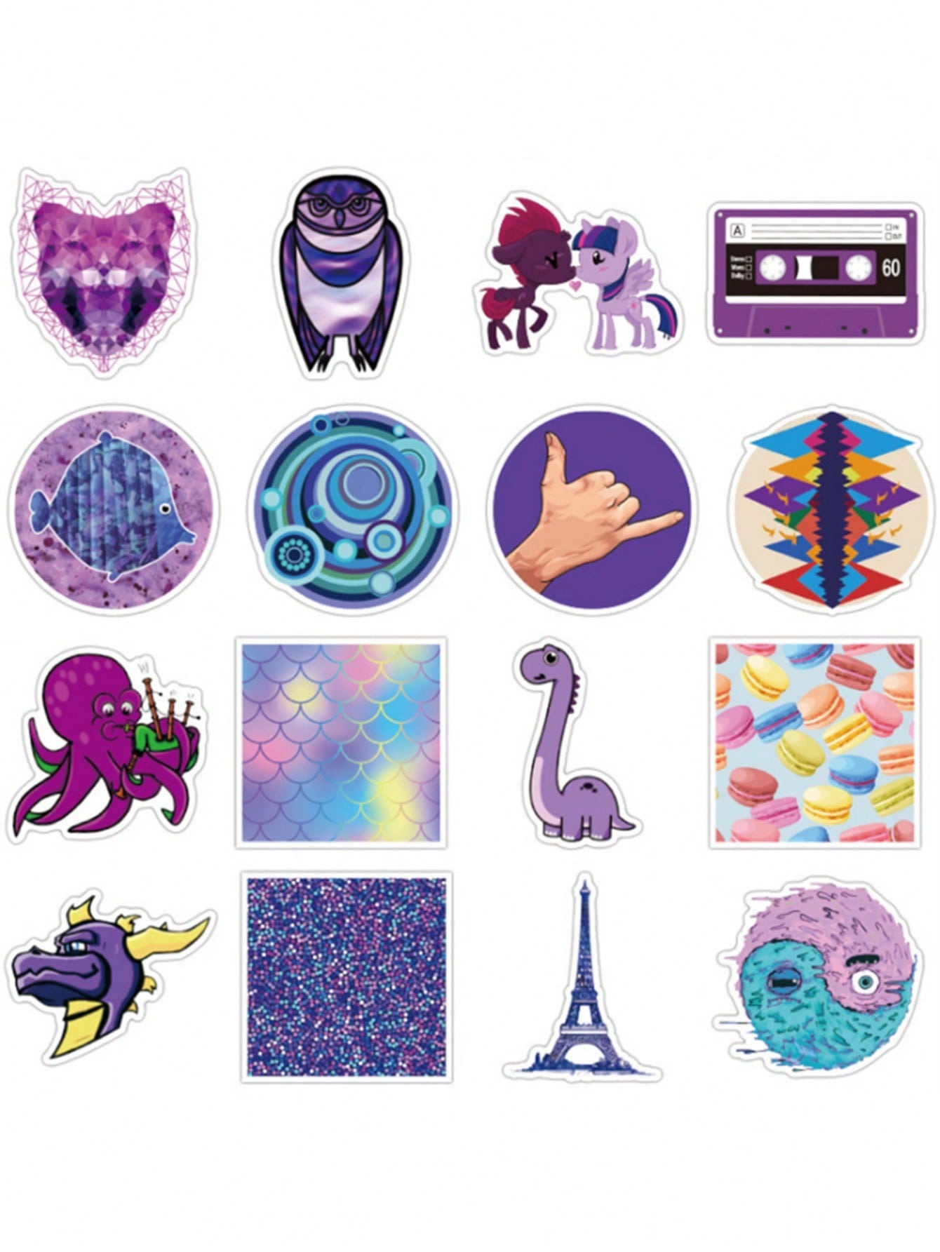 50PCS Art Illustration Popular Creative Cartoon Fresh Purple Girl Series Decorative Style Graffiti Stickers Personality Fashion Creative Trend DIY Exquisite Decorative Decals for Cups, Helmets, Skateboards Popular Stickers Toys