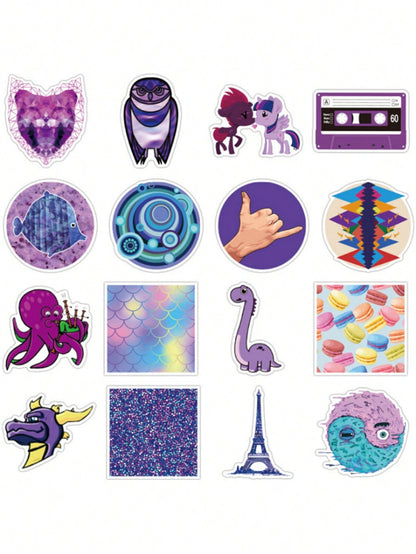 50PCS Art Illustration Popular Creative Cartoon Fresh Purple Girl Series Decorative Style Graffiti Stickers Personality Fashion Creative Trend DIY Exquisite Decorative Decals for Cups, Helmets, Skateboards Popular Stickers Toys
