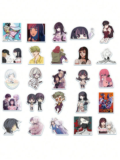 50PCS Art Illustration Popular Creative Cartoon Animation Woman Diary Decorative Style Graffiti Stickers Personality Fashion Creative DIY Exquisite Decorative Decals For Cups, Helmets, Skateboards Popular Stickers Toys