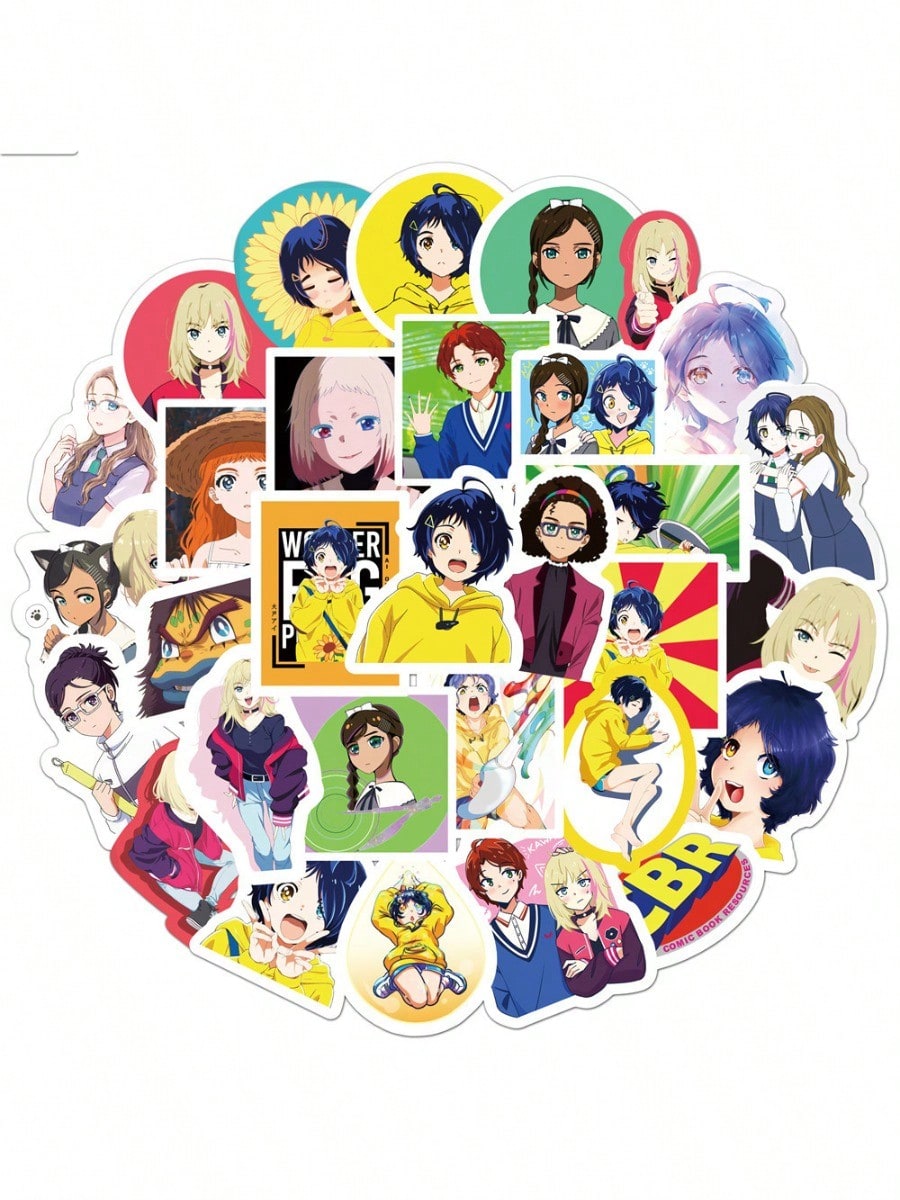 50PCS Art Illustration Popular Creative Cartoon Cute Anime Characters Strange Egg Thing Decorative Style Graffiti Stickers Personality Fashion Creative DIY Exquisite Decorative Decals For Cups, Helmets, Skateboards Popular Stickers Toys
