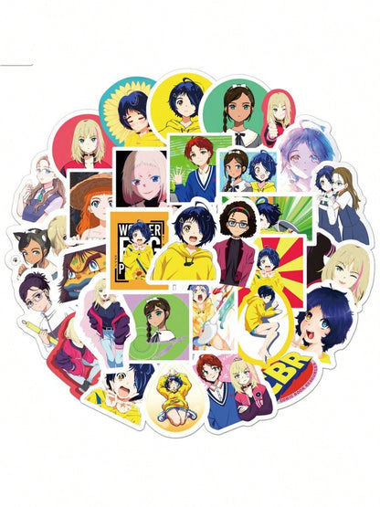 50PCS Art Illustration Popular Creative Cartoon Cute Anime Characters Strange Egg Thing Decorative Style Graffiti Stickers Personality Fashion Creative DIY Exquisite Decorative Decals For Cups, Helmets, Skateboards Popular Stickers Toys